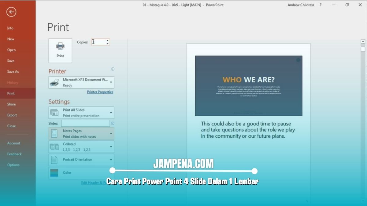 Cara Print Power Point 4 Slide Dalam 1 Lembar