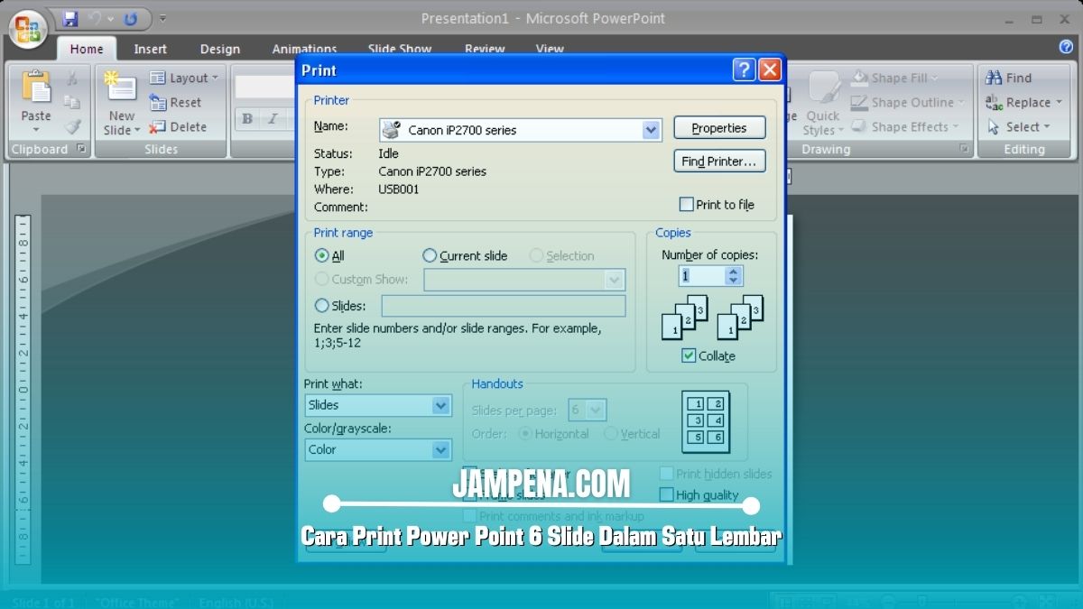 Cara Print Power Point 6 Slide Dalam Satu Lembar